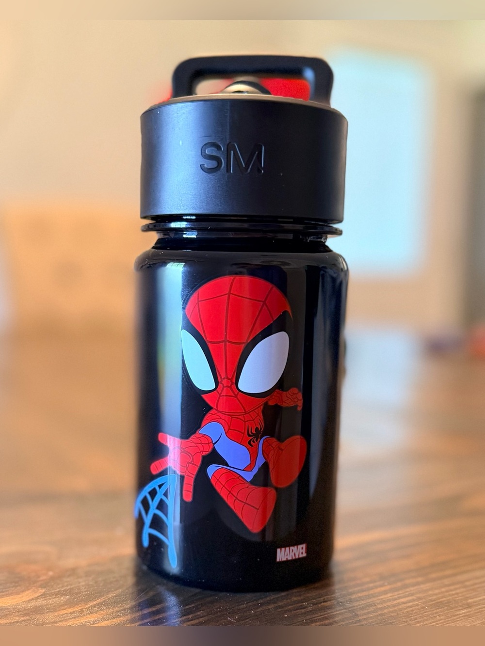 Simple Modern Marvel Spiderman Kids Plastic Summit Water Bottle 12 OZ USED